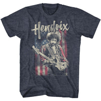 Thumbnail for JIMI HENDRIX-FLAG HENDRIX-NAVY HEATHER ADULT S/S TSHIRT