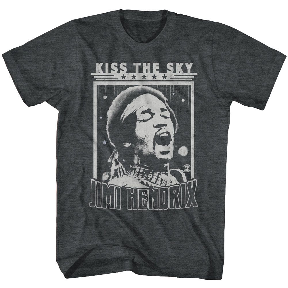JIMI HENDRIX-KISS THE SKY-BLACK HEATHER ADULT S/S TSHIRT