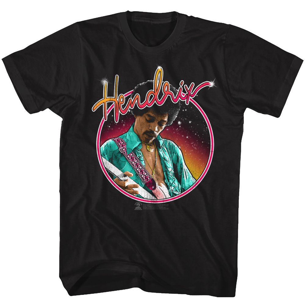 JIMI HENDRIX-NEON-BLACK ADULT S/S TSHIRT