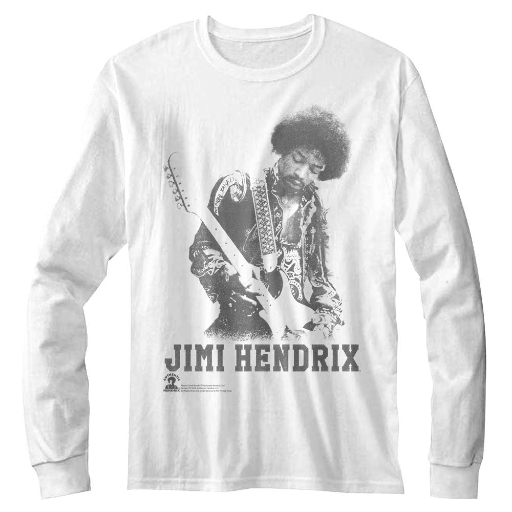 JIMI HENDRIX-JIMI HENDRIX GHOST JIMI-WHITE ADULT L/S TSHIRT