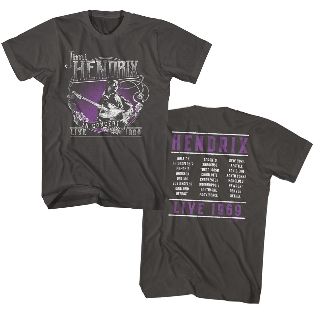 JIMI HENDRIX-LIVE 1969-SMOKE ADULT S/S TSHIRT