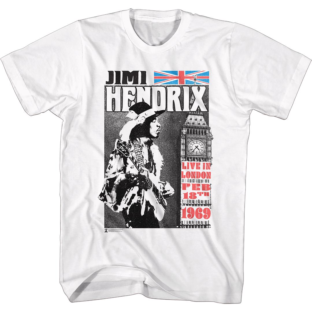 JIMI HENDRIX-LIVE IN LONDON-WHITE ADULT S/S TSHIRT