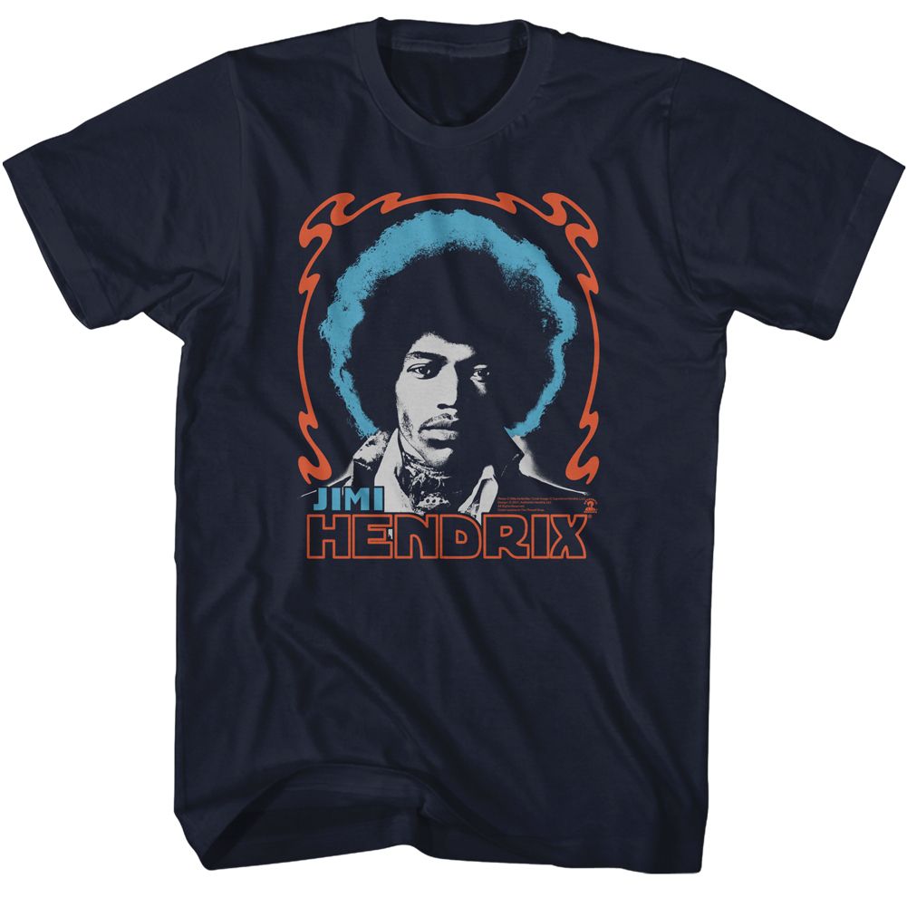 JIMI HENDRIX-JIMI HENDRIX TRI COLOR JIMI-NAVY ADULT S/S TSHIRT