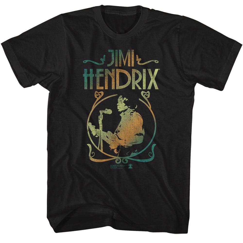 JIMI HENDRIX GRADIENT CIRCLE BLACK ADULT S/S TSHIRT
