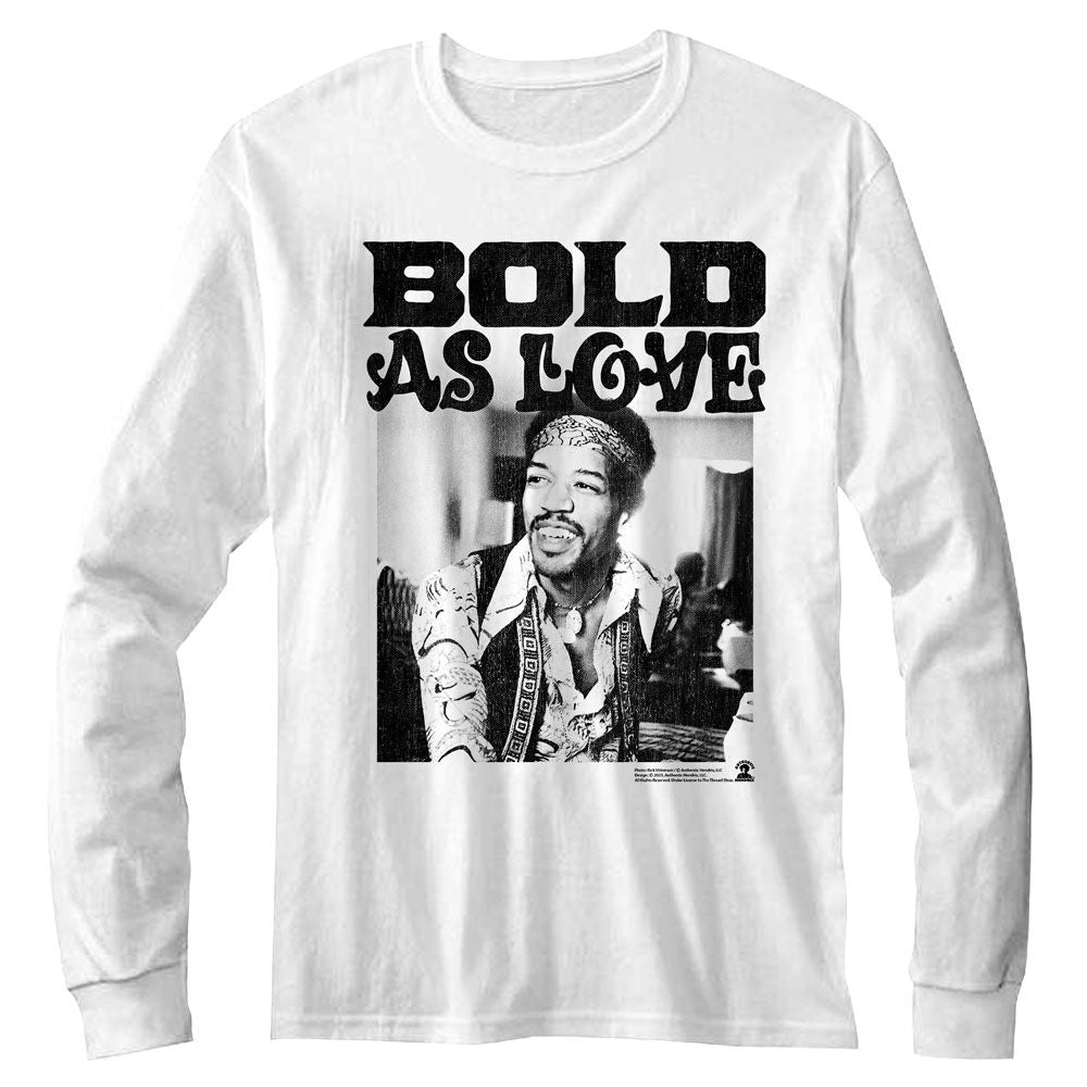 JIMI HENDRIX-JIMI HENDRIX BOLD-WHITE ADULT L/S TSHIRT