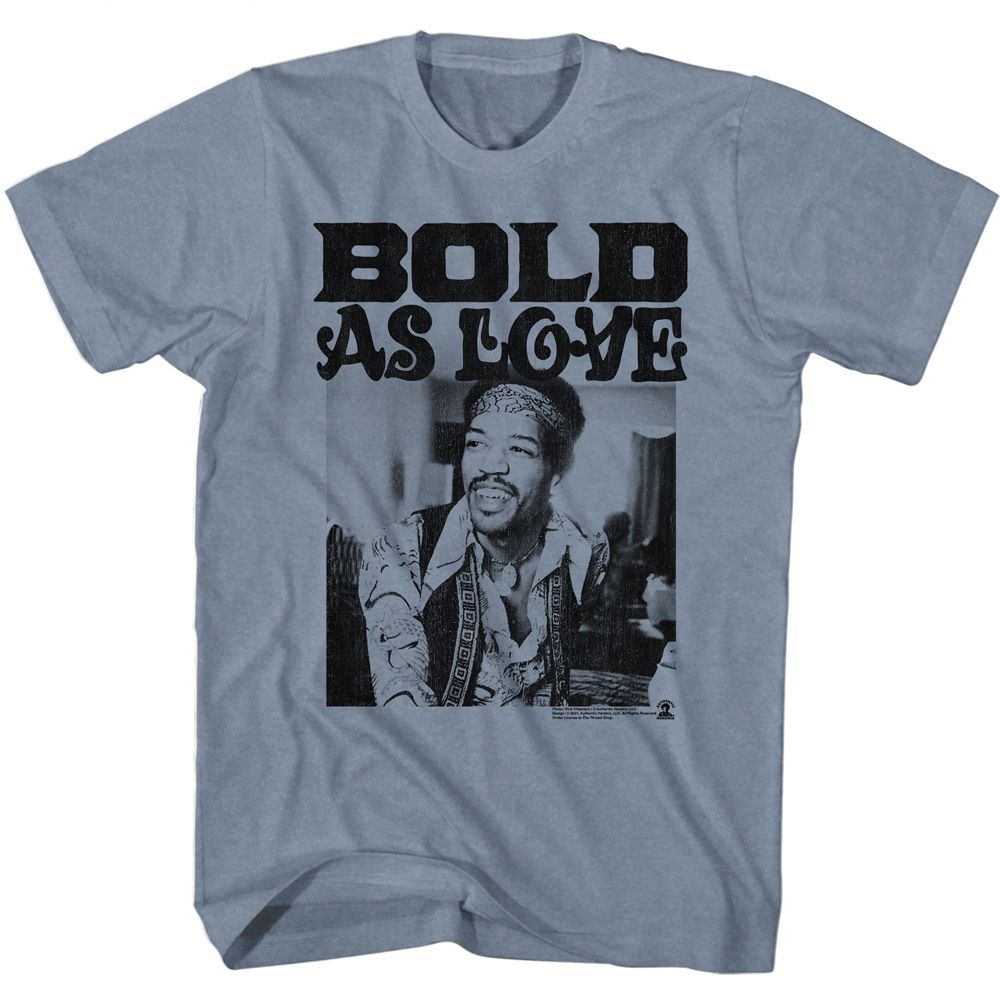 JIMI HENDRIX-JIMI HENDRIX BOLD-VINTAGE INDIGO HEATHER ADULT S/S TSHIRT