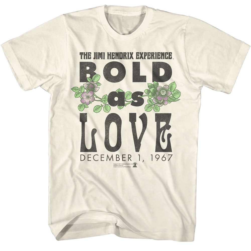 JIMI HENDRIX-JIMI HENDRIX BOLD AS LOVE 67-NATURAL ADULT S/S TSHIRT