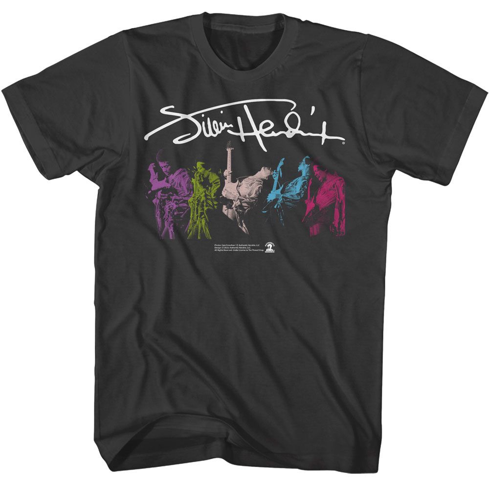 JIMI HENDRIX-JIMI HENDRIX SIGNATURE AND MULTI PHOTO-SMOKE ADULT S/S TSHIRT