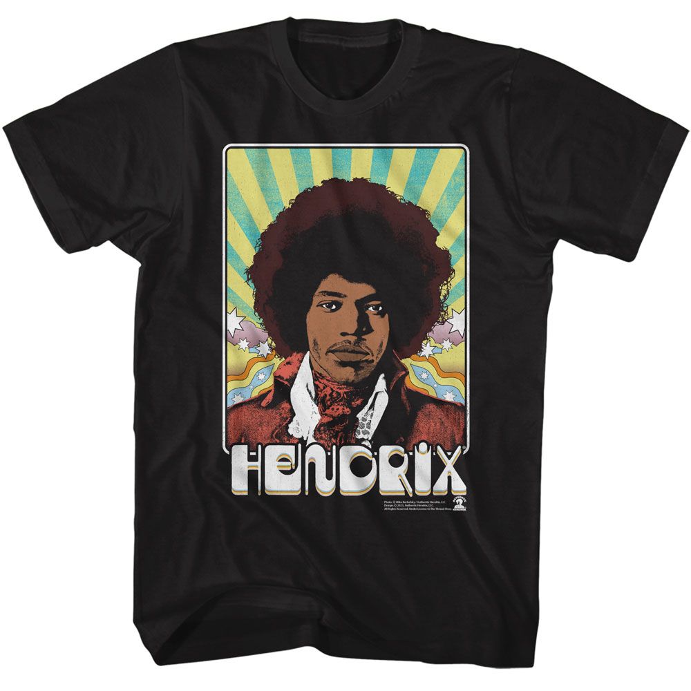 JIMI HENDRIX-JIMI HENDRIX PSYCHADELIC CARD-BLACK ADULT S/S TSHIRT