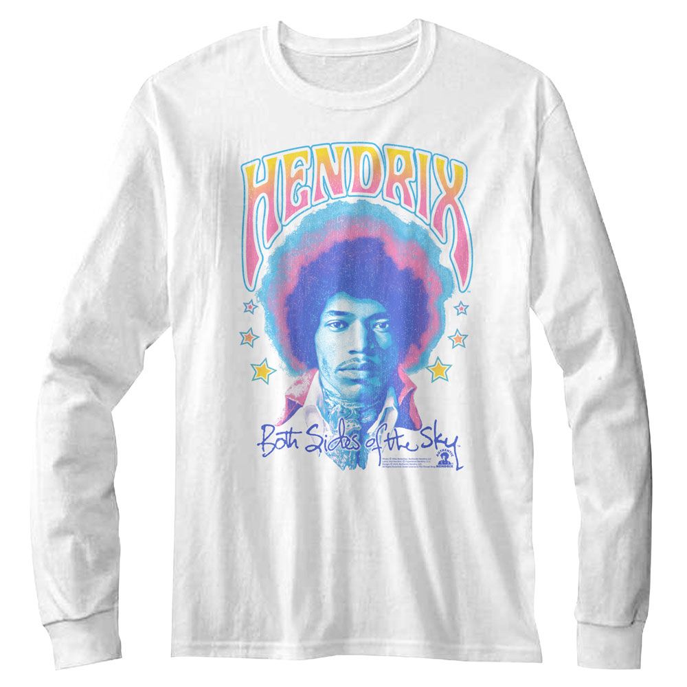 JIMI HENDRIX-JIMI HENDRIX PASTEL BOTH SIDES OF THE SKY-WHITE ADULT L/S TSHIRT