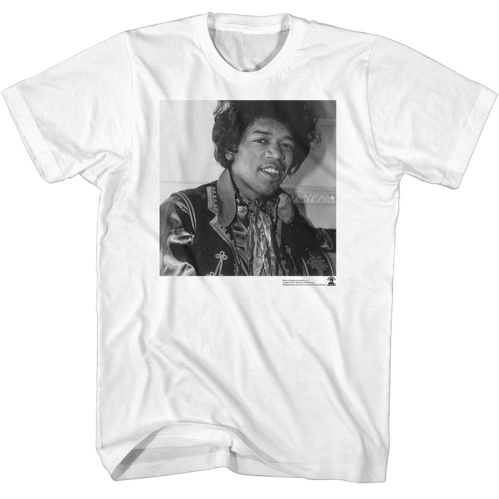 JIMI HENDRIX-JIMI HENDRIX BW SMILIN-WHITE ADULT S/S TSHIRT