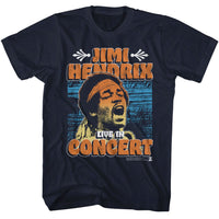 Thumbnail for JIMI HENDRIX-JIMI HENDRIX IN CONCERT POSTER-NAVY ADULT S/S TSHIRT