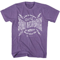 Thumbnail for JIMI HENDRIX-JIMI HENDRIX SEATTLE 70 LIGHTNING-PURPLE HEATHER ADULT S/S TSHIRT
