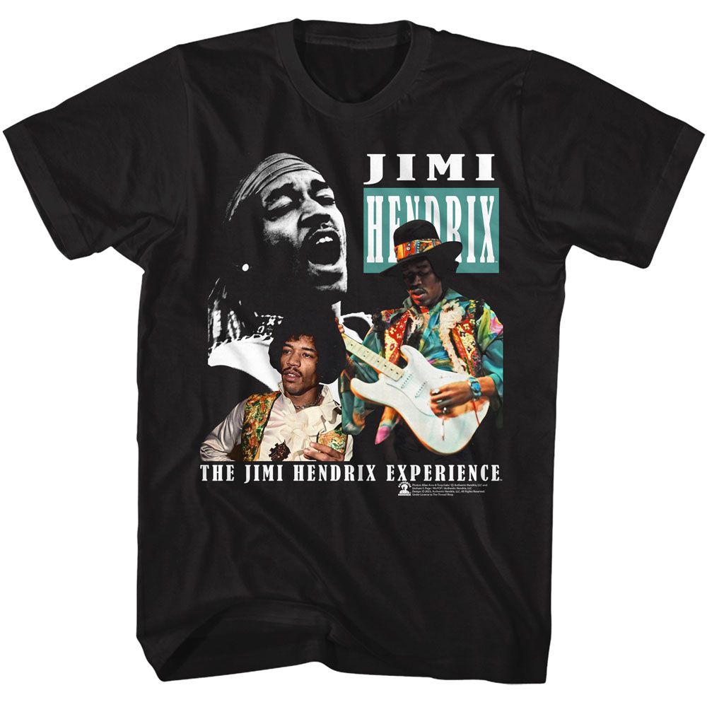 JIMI HENDRIX-JIMI HENDRIX THREE PHOTOS-BLACK ADULT S/S TSHIRT