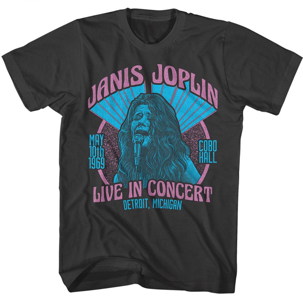 JANIS JOPLIN-JANIS JOPLIN LIVE COBO HALL DISTRESSED-SMOKE ADULT S/S TSHIRT