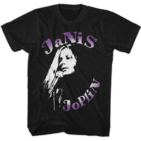 Thumbnail for JANIS JOPLIN-JANIS JOPLIN JANIS ON THE MIC-BLACK ADULT S/S TSHIRT