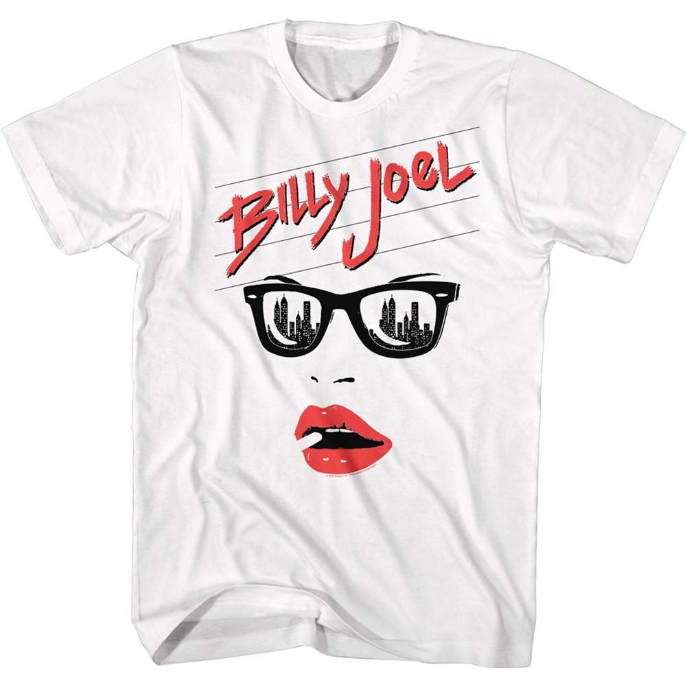 BILLY JOEL-LIPS-WHITE ADULT S/S TSHIRT