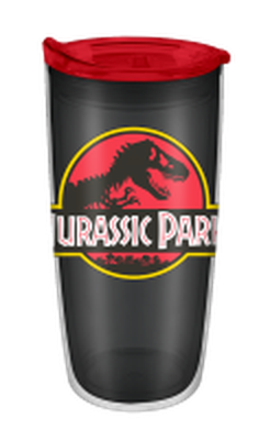 Jurassic Park Logo  20oz Double Wall Travel Tumbler w/ Slide Close Lid – 12 pc ppk ($4.75 each)
