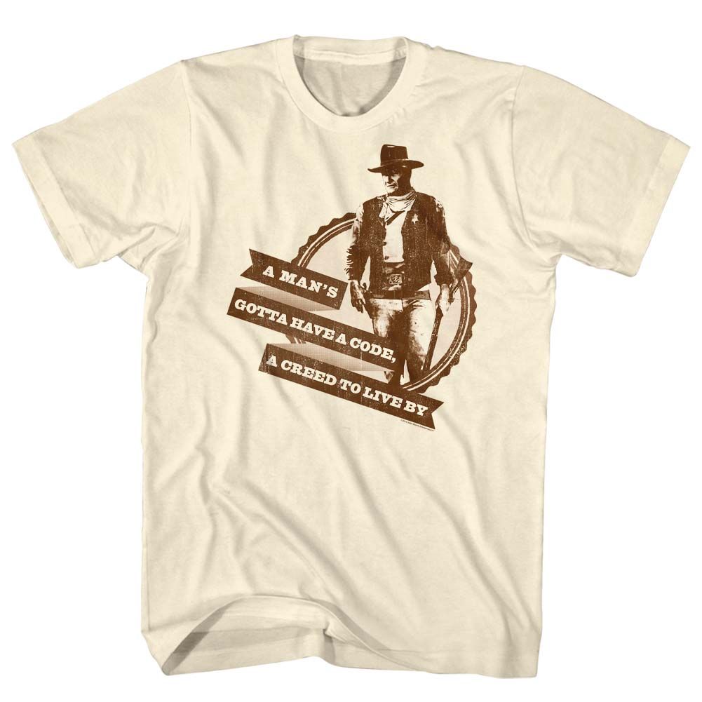 JOHN WAYNE-CREED AND CODE-NATURAL ADULT S/S TSHIRT