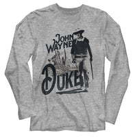 Thumbnail for JOHN WAYNE-JOHN WAYNE THE DUKE-GRAY HEATHER ADULT L/S TSHIRT