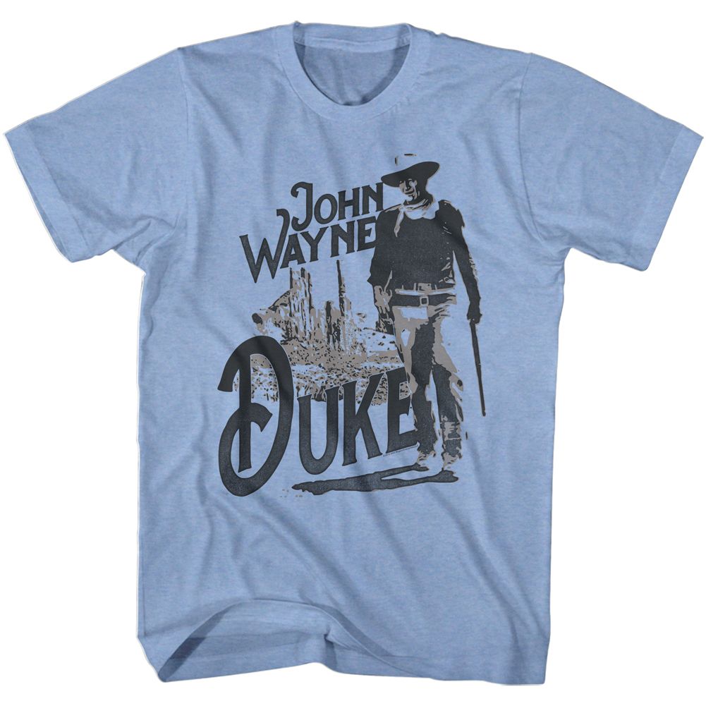JOHN WAYNE-THE DUKE-LIGHT BLUE HEATHER ADULT S/S TSHIRT
