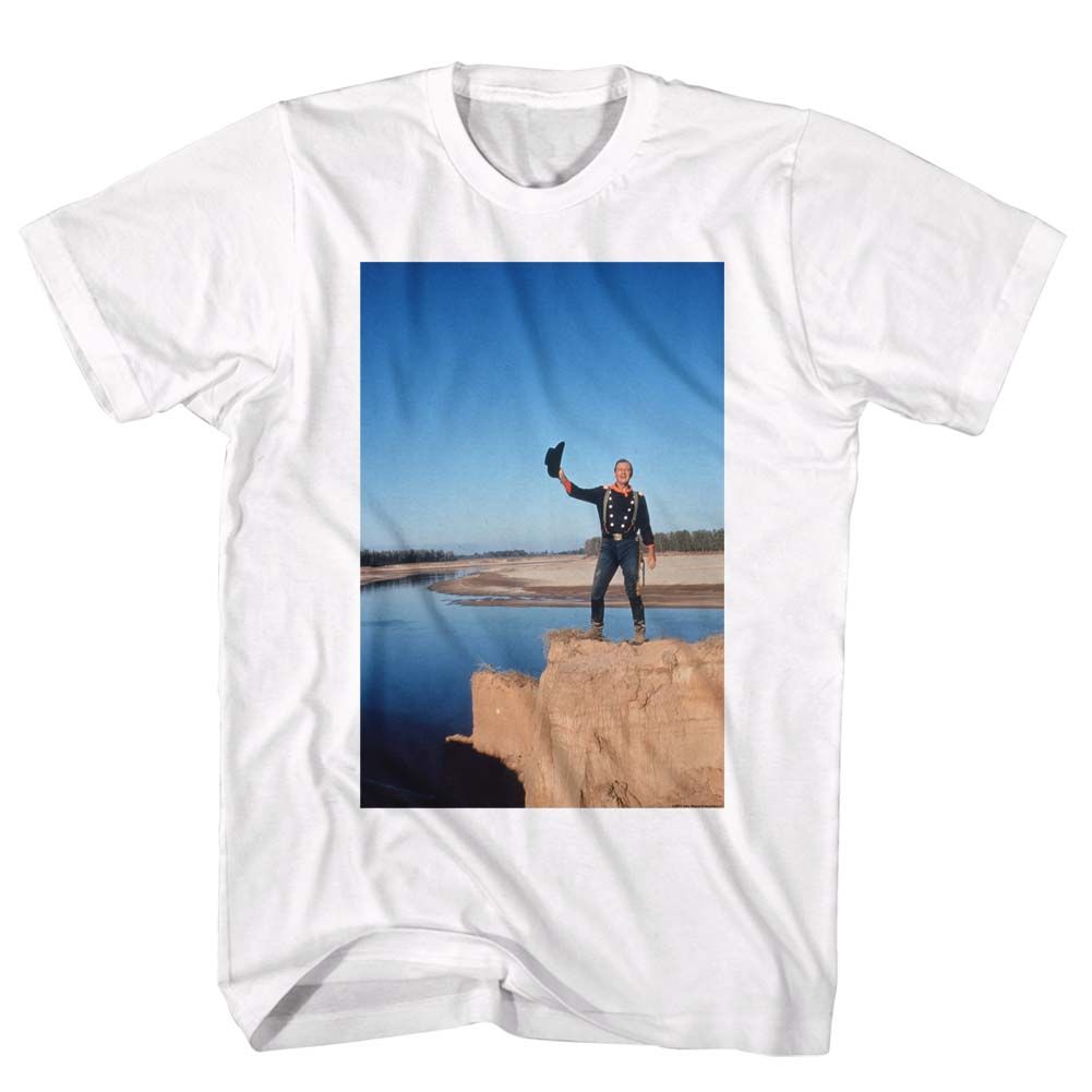JOHN WAYNE-LIVIN ON THE EGDE-WHITE ADULT S/S TSHIRT
