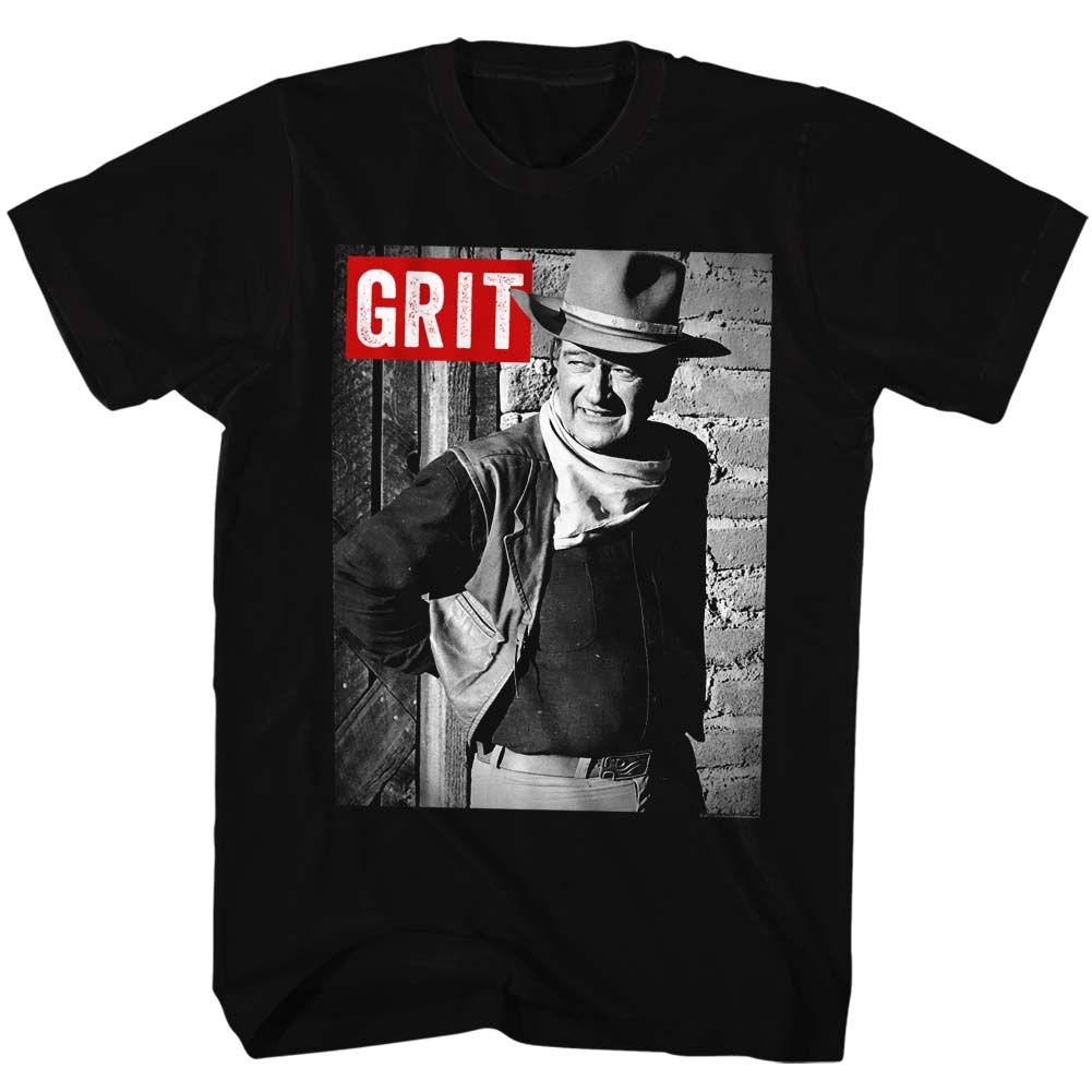 JOHN WAYNE-GRIT-BLACK ADULT S/S TSHIRT