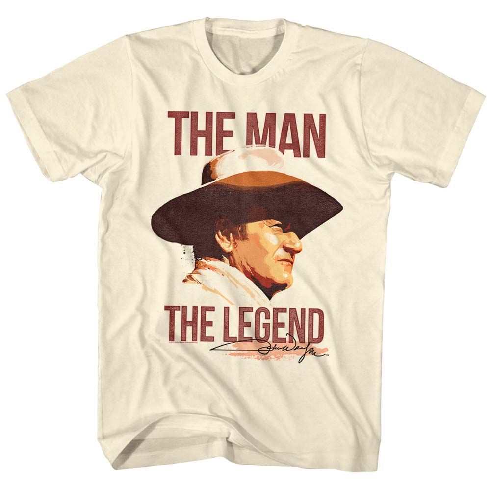 JOHN WAYNE-MAN/LEGEND-NATURAL ADULT S/S TSHIRT