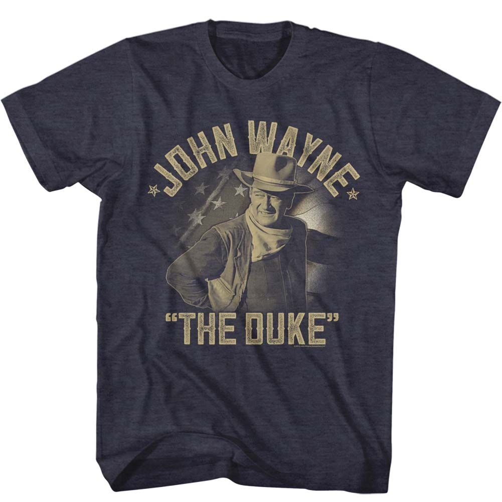 JOHN WAYNE-JW THE DUKE-NAVY HEATHER ADULT S/S TSHIRT