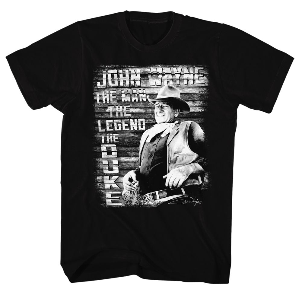 JOHN WAYNE-THE MAN LEGEND DUKE-BLACK ADULT S/S TSHIRT