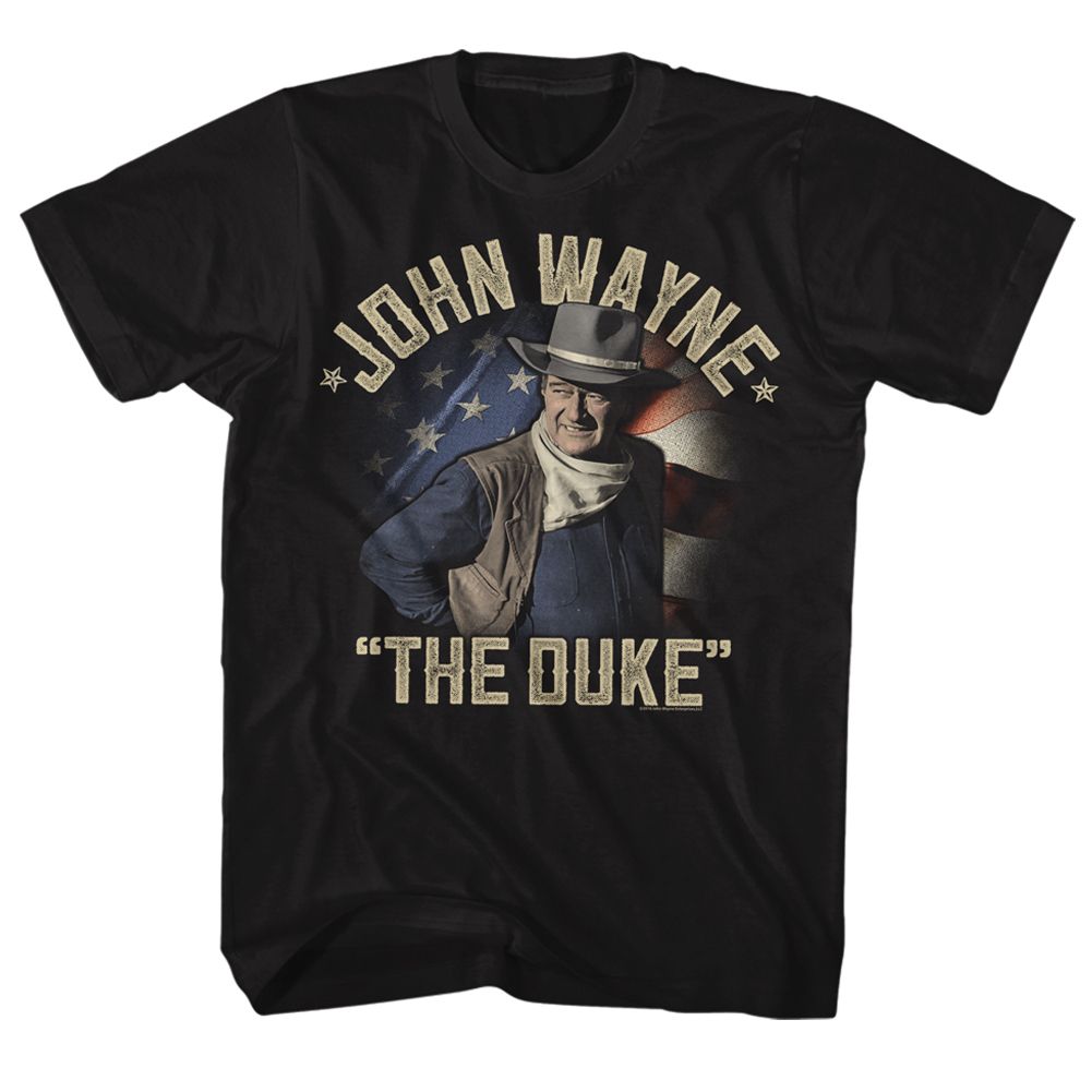 JOHN WAYNE-THE DUKE RETURNS-BLACK ADULT S/S TSHIRT