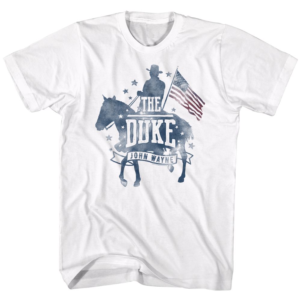 JOHN WAYNE-PATRIOTIC SILHOUETTE-WHITE ADULT S/S TSHIRT