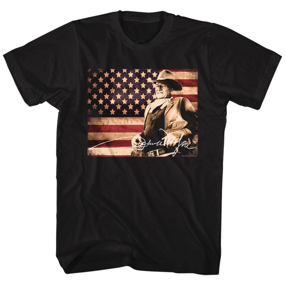 JOHN WAYNE-TIN SIGN-BLACK ADULT S/S TSHIRT