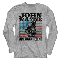 Thumbnail for JOHN WAYNE-JOHN WAYNE AMERICAN LEGEND-GRAY HEATHER ADULT L/S TSHIRT