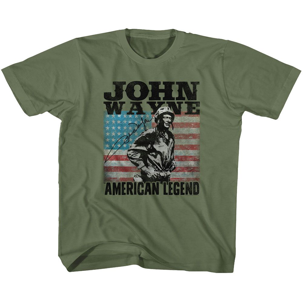 JOHN WAYNE-AMERICAN LEGEND-MILITARY GREEN TODDLER S/S TSHIRT