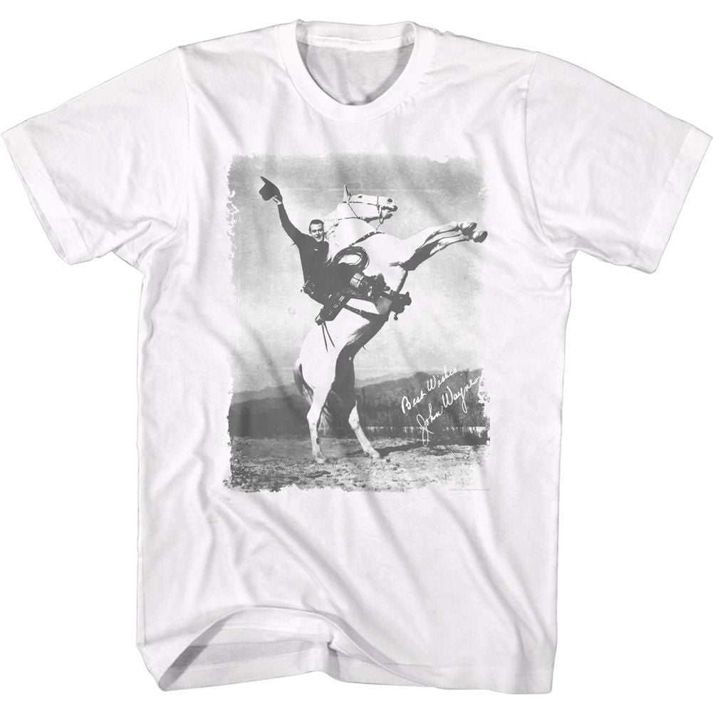 JOHN WAYNE-BEST WISHES-WHITE ADULT S/S TSHIRT