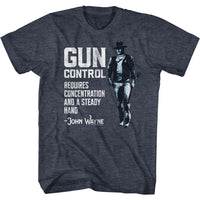 Thumbnail for JOHN WAYNE-GUN CONTROL-NAVY HEATHER ADULT S/S TSHIRT
