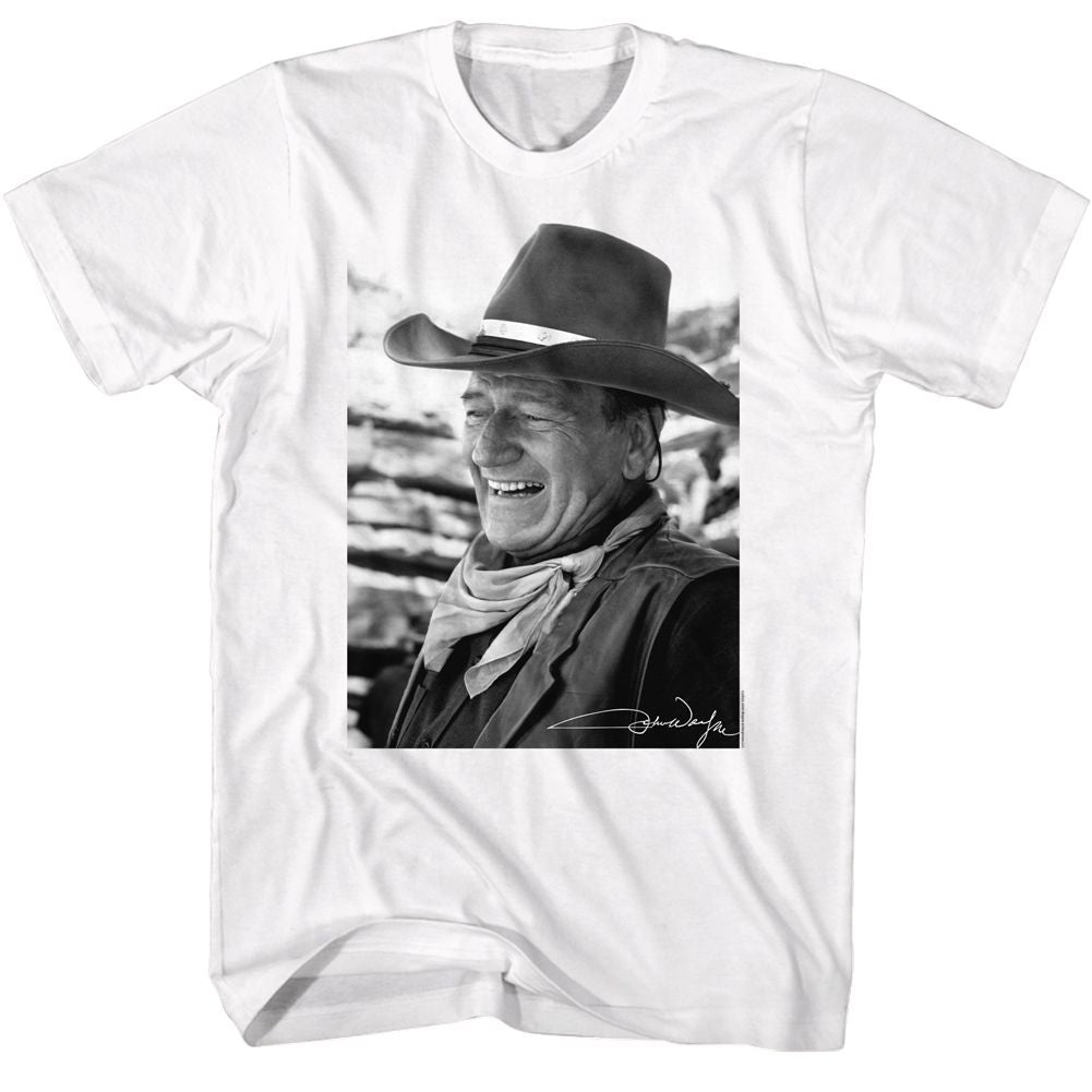 JOHN WAYNE-JOHN WAYNE BW PHOTO-WHITE ADULT S/S TSHIRT