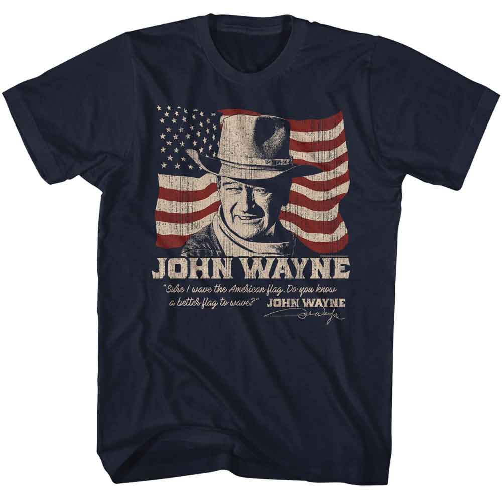 JOHN WAYNE-JOHN WAYNE BETTER FLAG-NAVY ADULT S/S TSHIRT