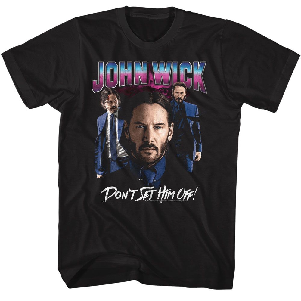 JOHN WICK-JOHN WICK SHINY LIGHTING NO GUN-BLACK ADULT S/S TSHIRT