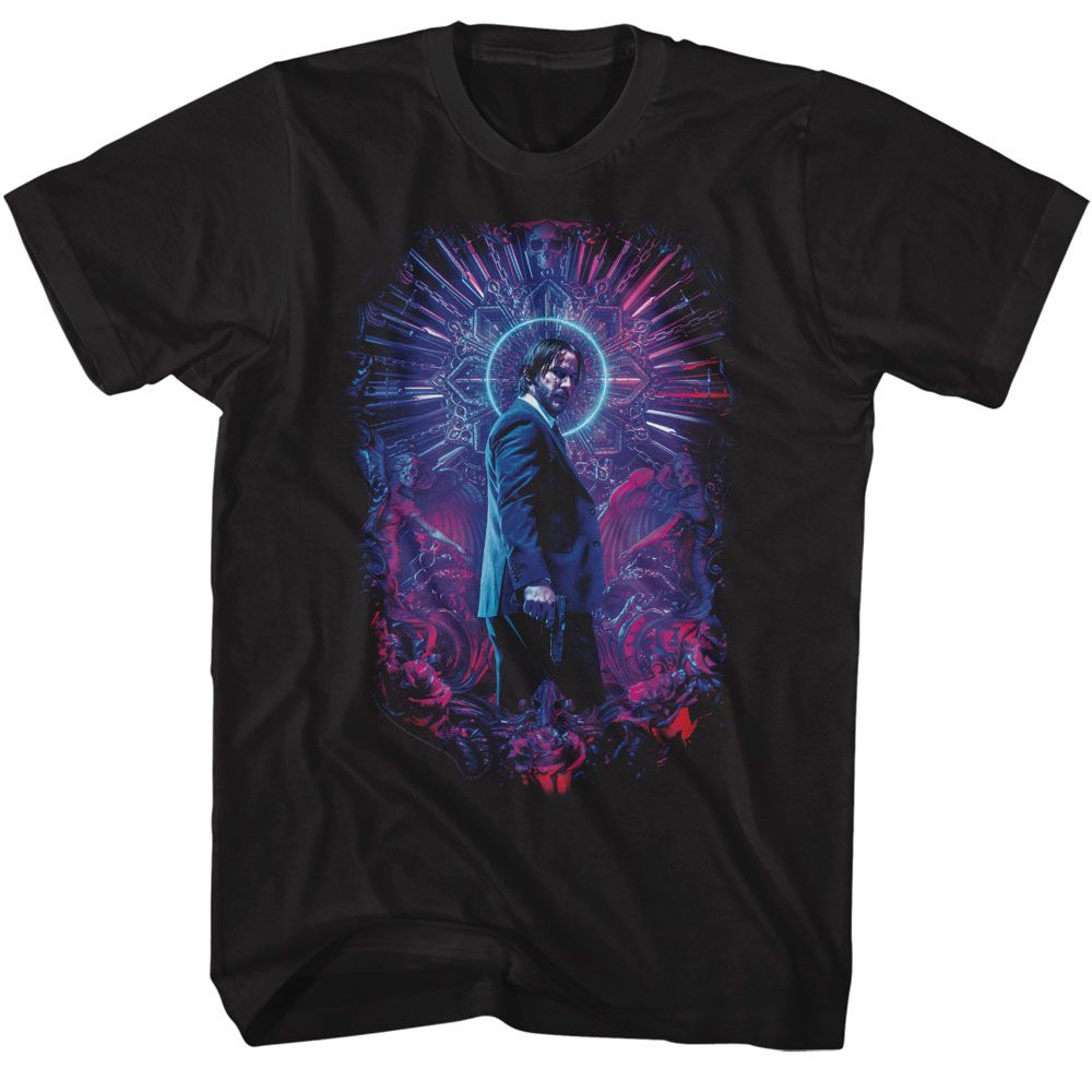 JOHN WICK-JOHN WICK NEON HALO-BLACK ADULT S/S TSHIRT