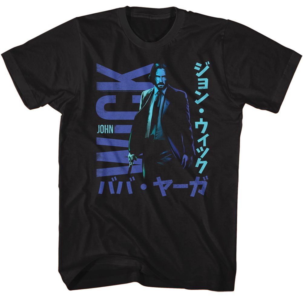 JOHN WICK-JOHN WICK JAPANESE CHARACTERS IN BLUE-BLACK ADULT S/S TSHIRT