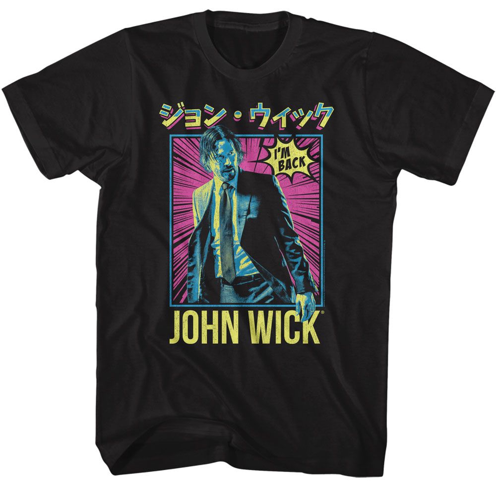 JOHN WICK-JOHN WICK NEON MANGA ISH-BLACK ADULT S/S TSHIRT