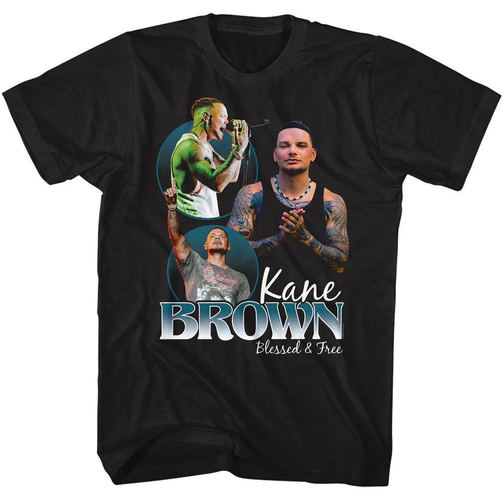 KANE BROWN-KANE BROWN BLESSED AND FREE COLLAGE-BLACK ADULT S/S TSHIRT