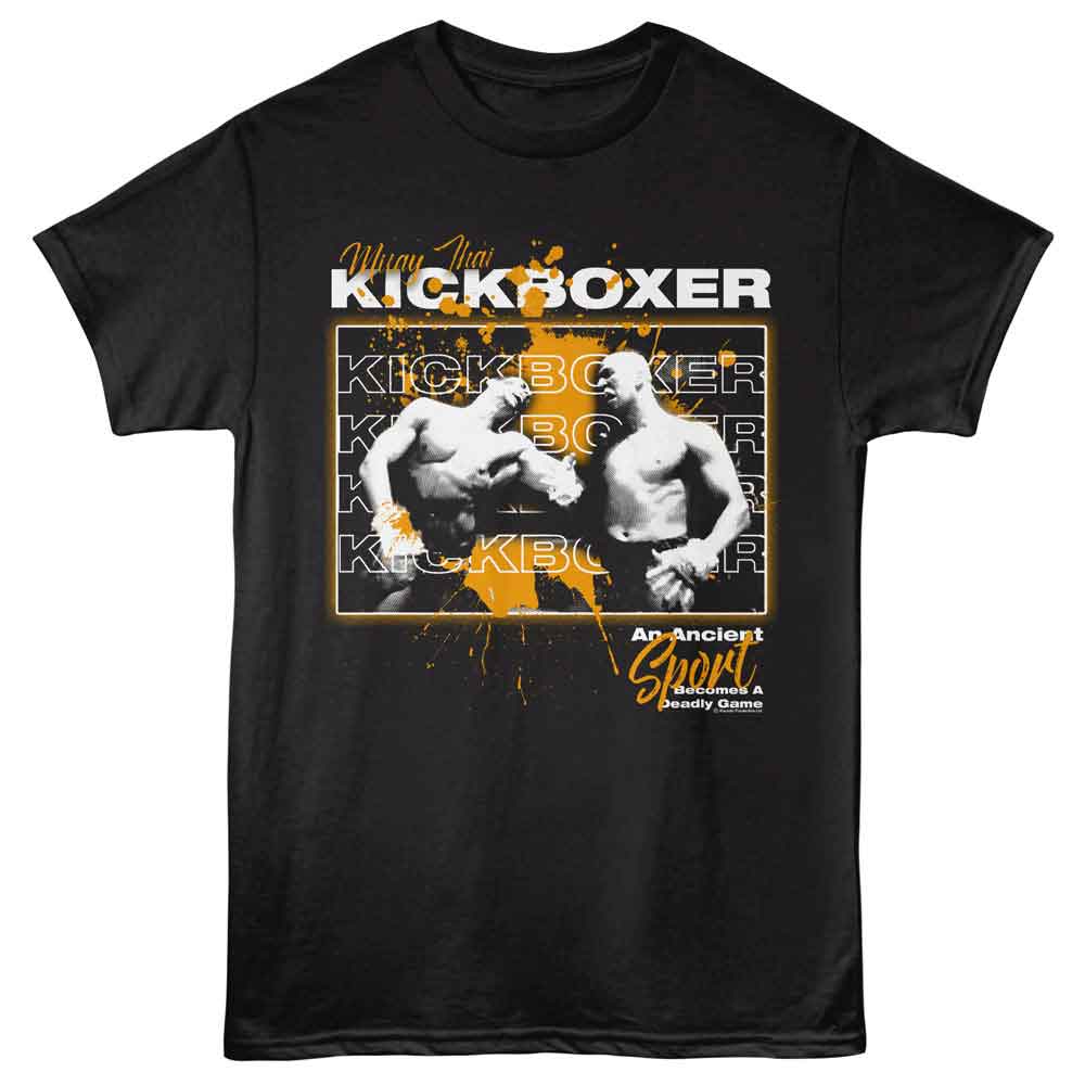 KICKBOXER-KICKBOXER SPLATTER REPEAT TEXT-BLACK ADULT S/S TSHIRT