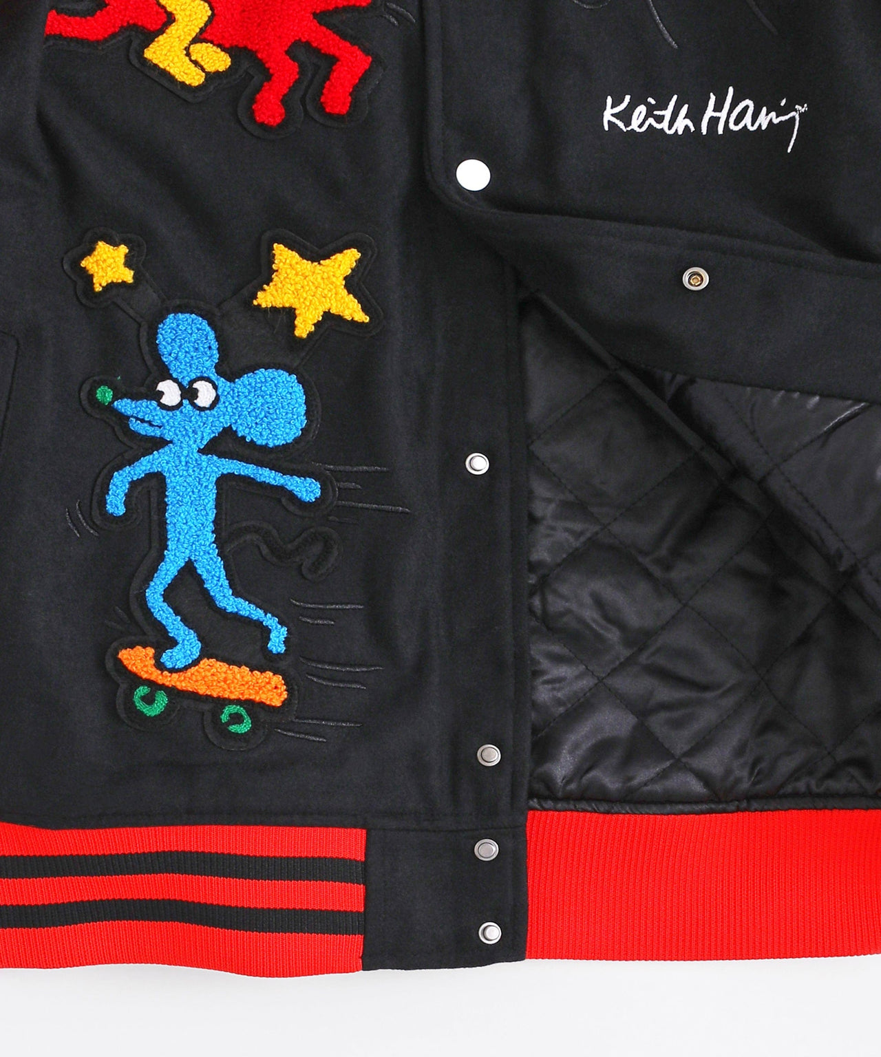 Keith Haring Varsity Jacket PU Sleeves - Black
