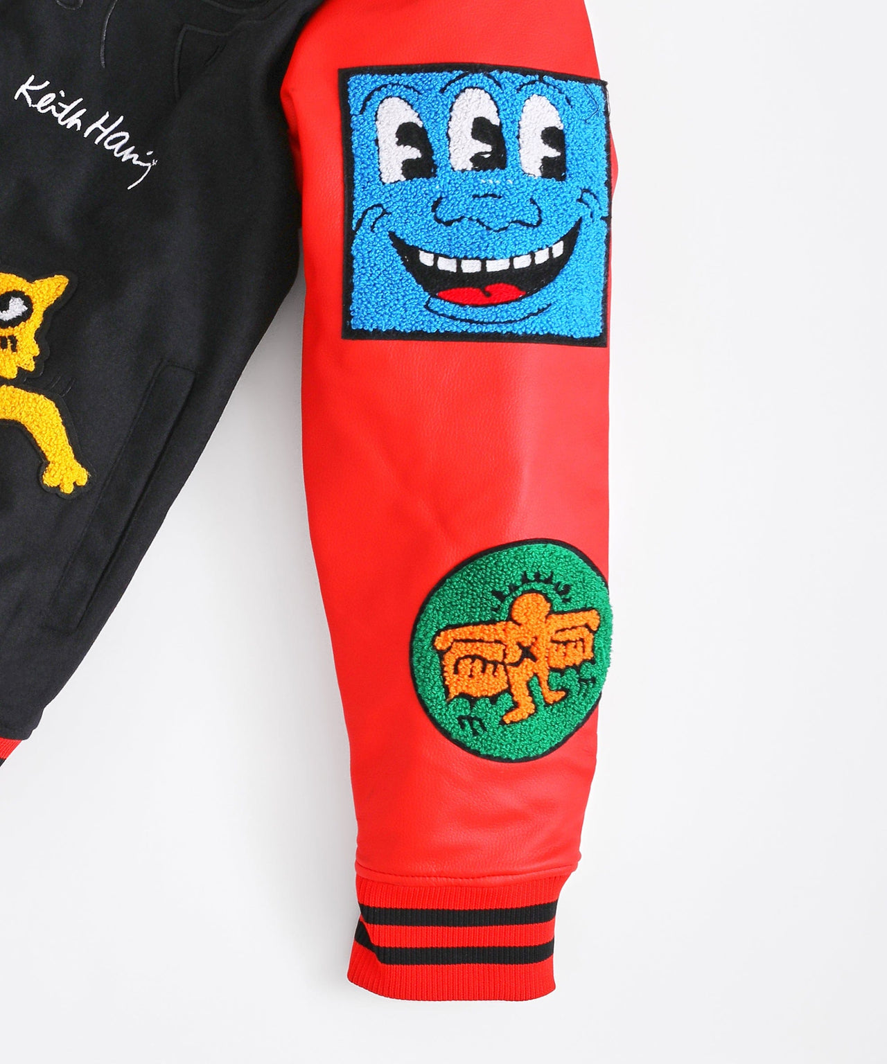 Keith Haring Varsity Jacket PU Sleeves - Black