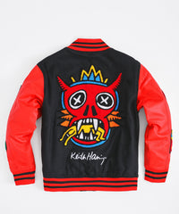 Thumbnail for Keith Haring Varsity Jacket PU Sleeves - Black