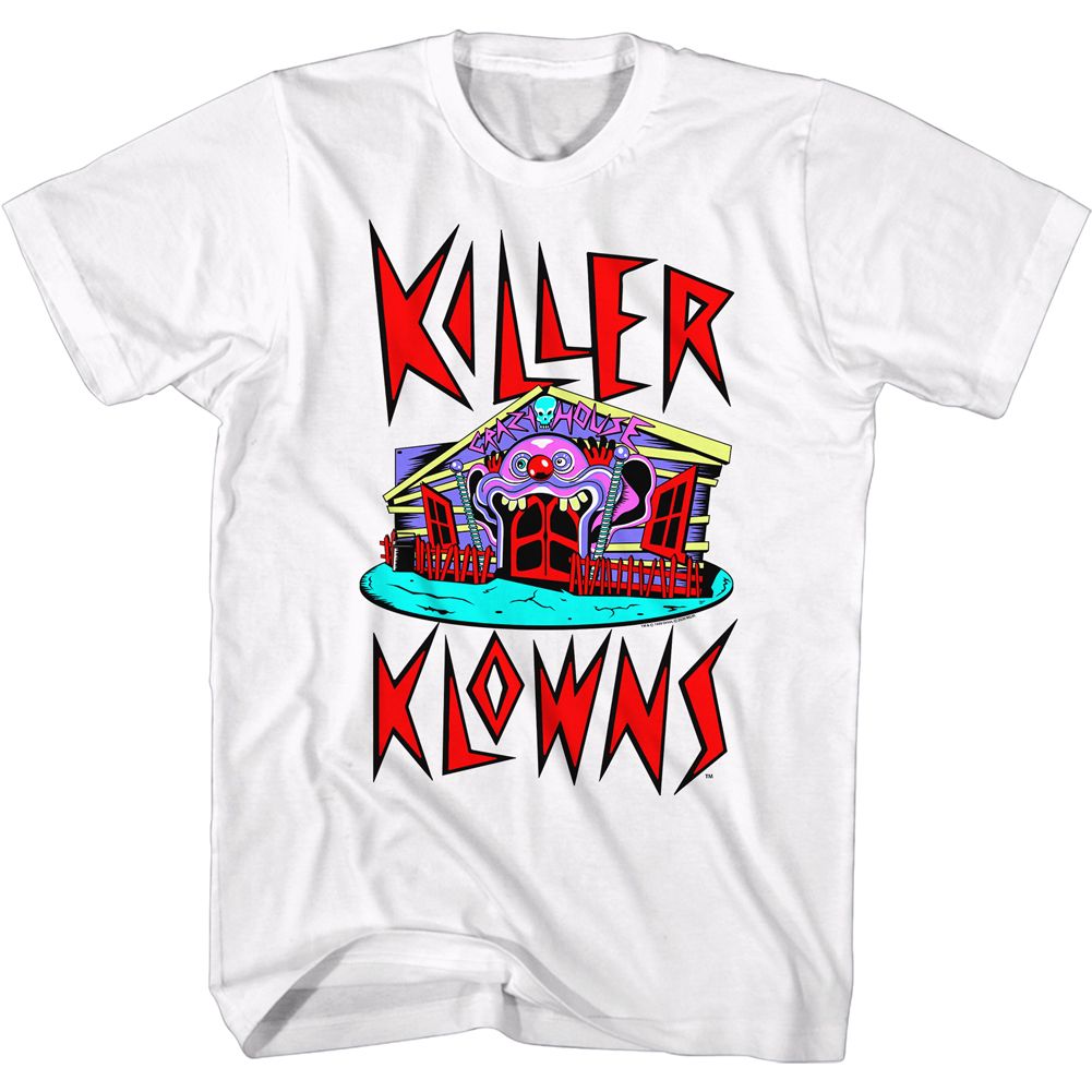KILLER KLOWNS-CRAZY HOUSE-WHITE ADULT S/S TSHIRT
