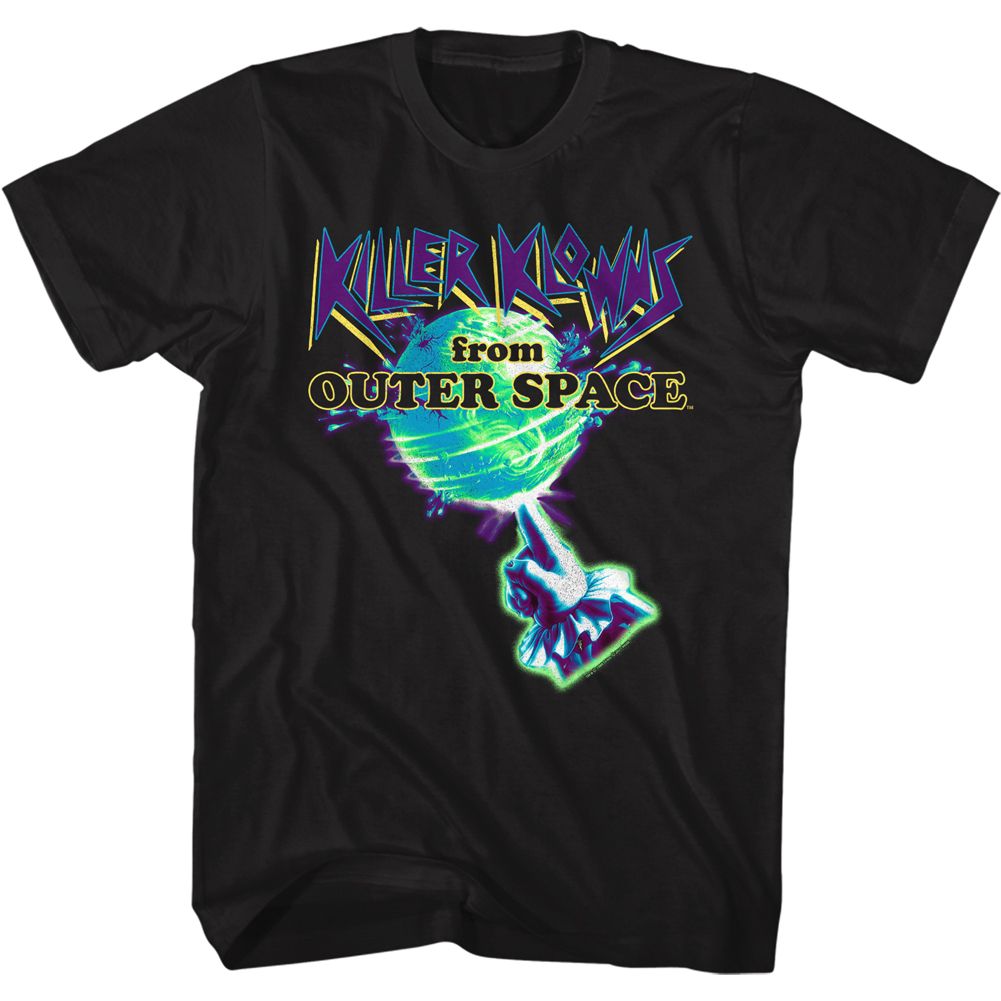 KILLER KLOWNS-EARTH AND HAND IN NEON-BLACK ADULT S/S TSHIRT